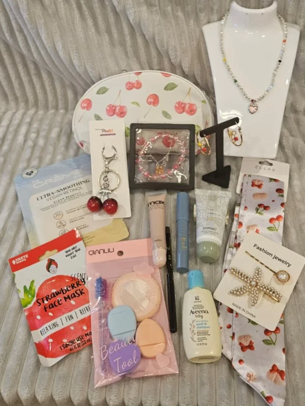 15pc White Cherry Beauty Jewelry Accessories Gift Bundle New